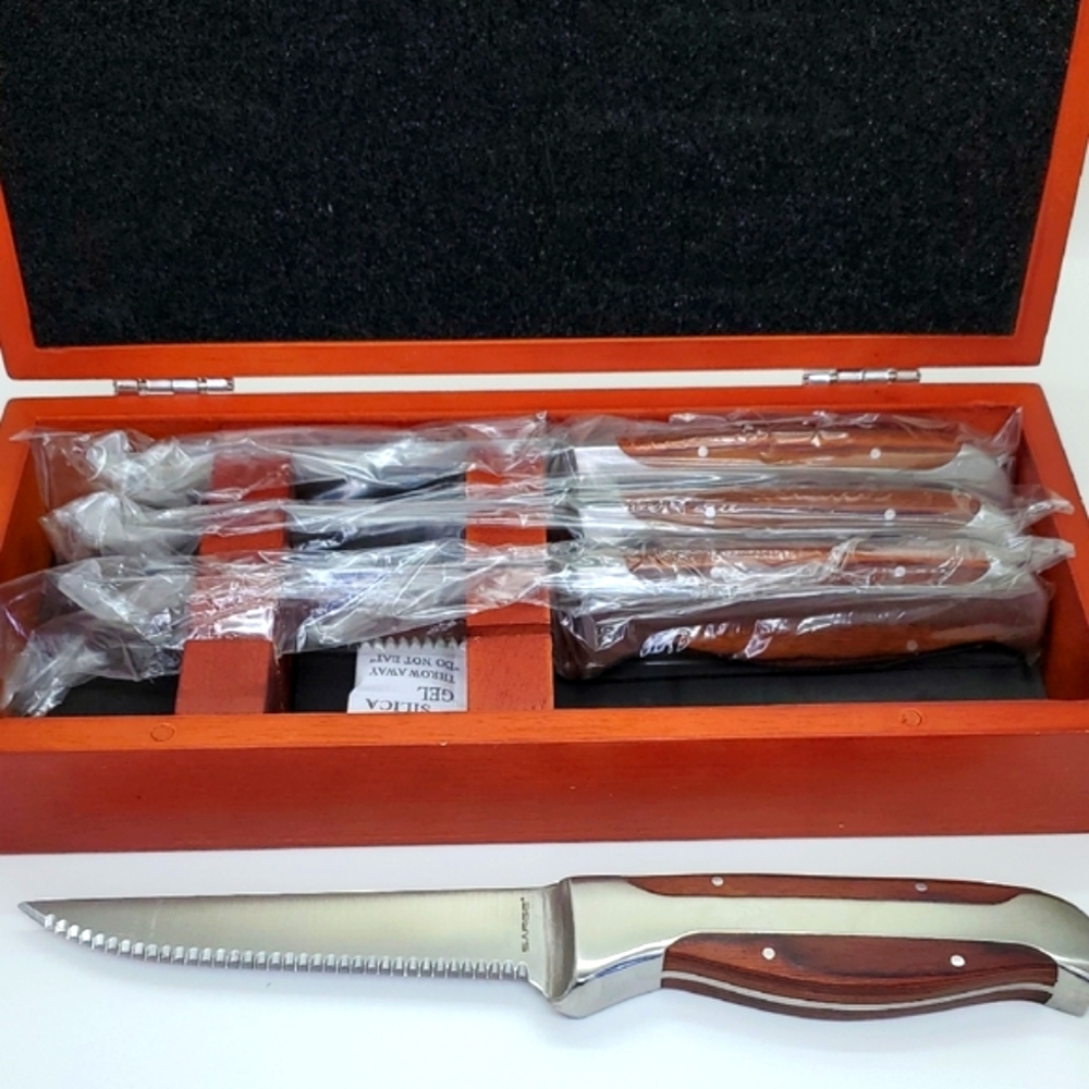 SARGE Stainless Steel 5" Steak Knife Set with Rosewood Handles